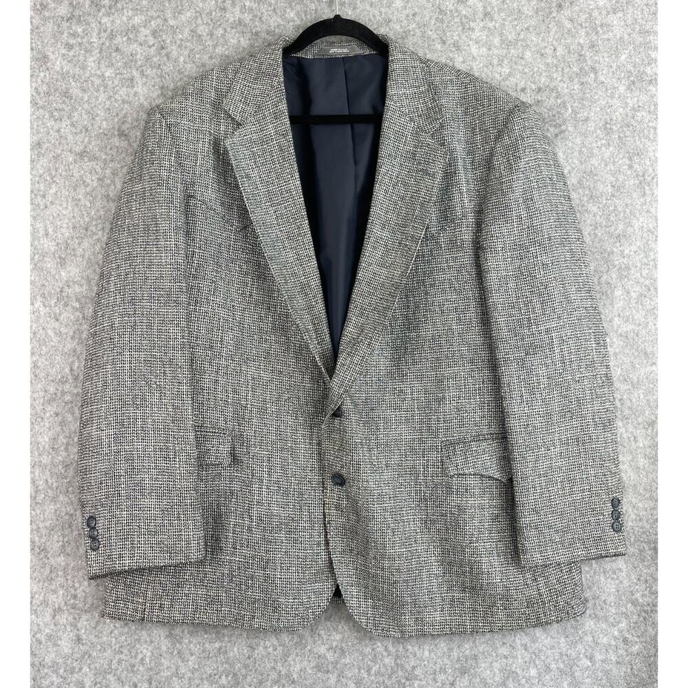 Vintage Taos Country Western Blazer Sport Coat Mens‎ 48R Blue Tweed Woven Cowboy
